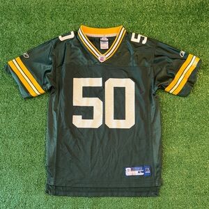 Green Bay Packers Jersey Youth Extra Large 14/16 Hawk #50 Green On Field Reebok